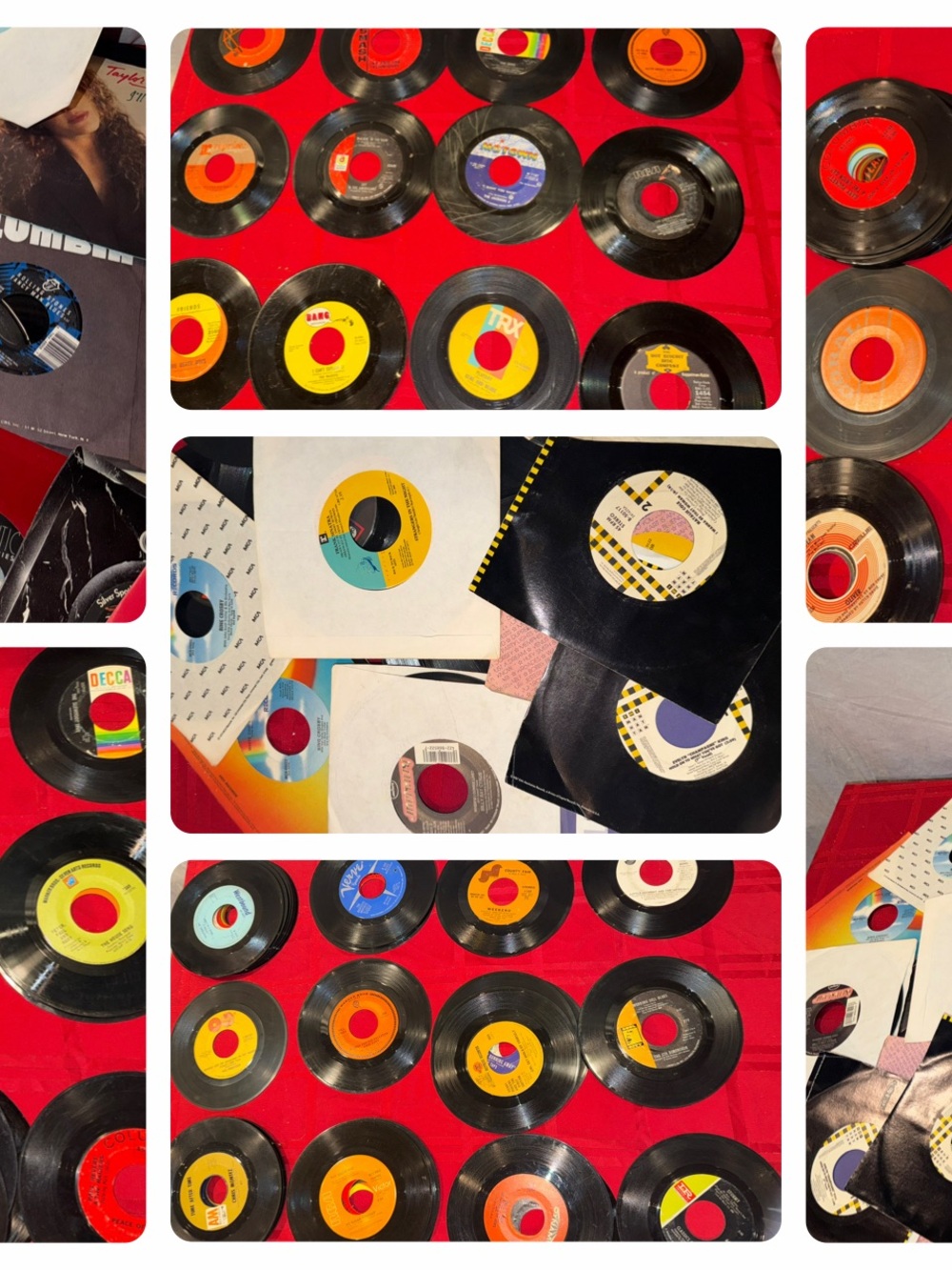 Vintage 45 RPM Vinyl Record Singles - Assorted Colors